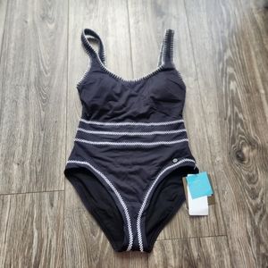 Seersucker Black One Piece Swimsuit 6